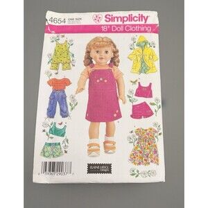 Simplicity Pattern 4654 18" Doll Clothing New/Uncut